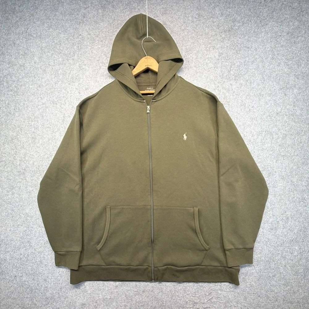Polo Ralph Lauren Performance Full-Zip Hoodie Sweatshirt Jacket Olive (2XL Tall)